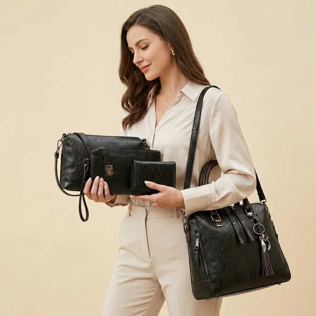 Kit de Bolsas Elegancia Premium en Cuero - Compra 1 y Llévate 4