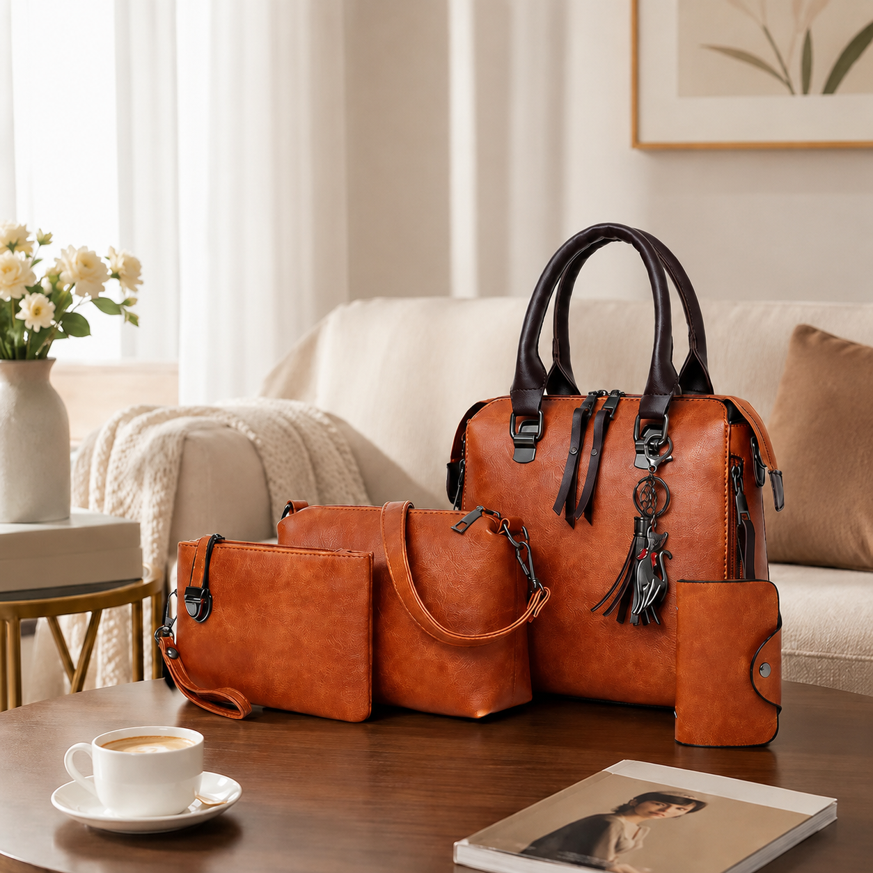 Kit de Bolsas Elegancia Premium en Cuero - Compra 1 y Llévate 4